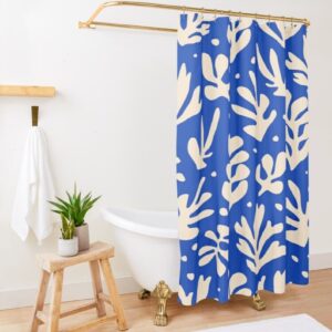 Blue Shower Curtain Boho Mid-Century Abstract Patterns Matisse Shower Curtain Eco-Friendly Waterproof Abstract Decor
