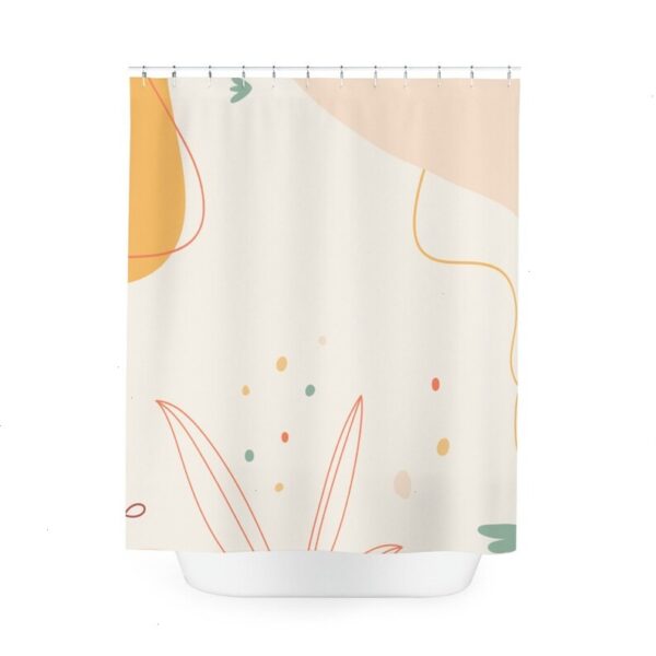 Boho Abstract Flowers Shower Curtain, Modern OrangeMid Century Modern Shower Curtain, Minimalist Leaf Home Art