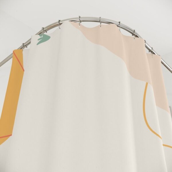 Boho Abstract Flowers Shower Curtain, Modern OrangeMid Century Modern Shower Curtain, Minimalist Leaf Home Art