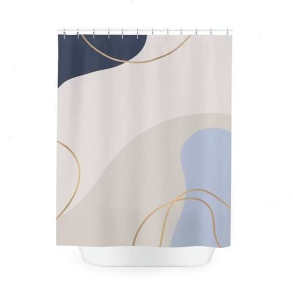 Boho Abstract Pattern Shower Curtain, Modern Blue Gold Bathroom Curtain, Decoration, Minimalist Mint Home Art