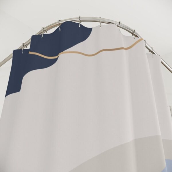 Boho Abstract Pattern Shower Curtain, Modern Blue Gold Bathroom Curtain, Decoration, Minimalist Mint Home Art