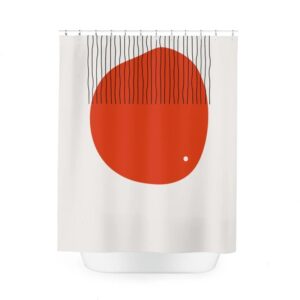Boho Abstract Red Circle Shower Curtain, Modern Pal Minimal, Lakehouse Design, Bathroom Curtain, Minimalist Home Art