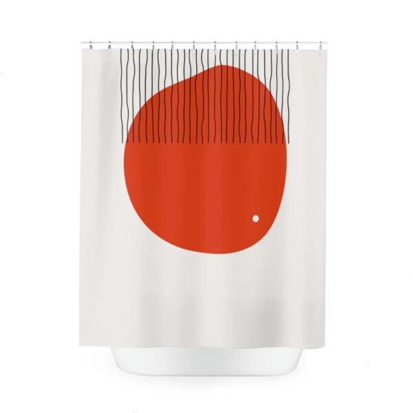 Boho Abstract Red Circle Shower Curtain, Modern Pal Minimal, Lakehouse Design, Bathroom Curtain, Minimalist Home Art