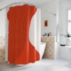 Boho Red Circle Abstract Shower Curtain, Minimalist Home Art, Lakehouse Design