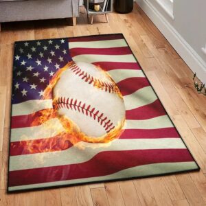 Campfire Playroom Rug, Baseball Fire Rug