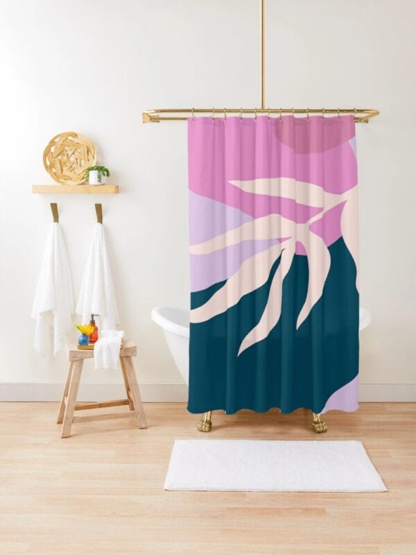 Colorful Tropical Abstract Shower Curtain For Eco-Friendly Boho Bathroom Decor