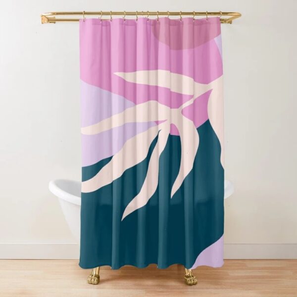 Colorful Tropical Abstract Shower Curtain For Eco-Friendly Boho Bathroom Decor