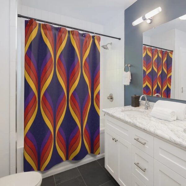Custom Geometric Retro Shower Curtain For 60's 70's Hippie Bathroom Style