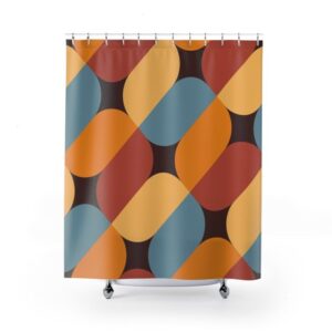 Custom Geometric Retro Shower Curtain For 60's 70's Hippie Bathroom Style Home Decor