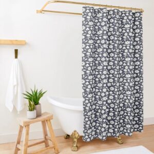 Floral Black And White Boho Shower Curtain For Eco-Friendly Waterproof Bathroom Decor