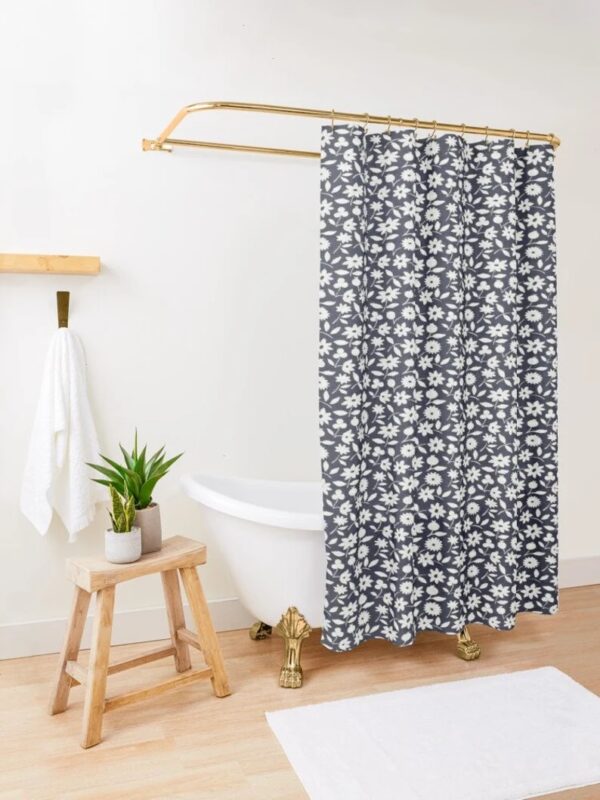 Floral Black And White Boho Shower Curtain For Eco-Friendly Waterproof Bathroom Decor