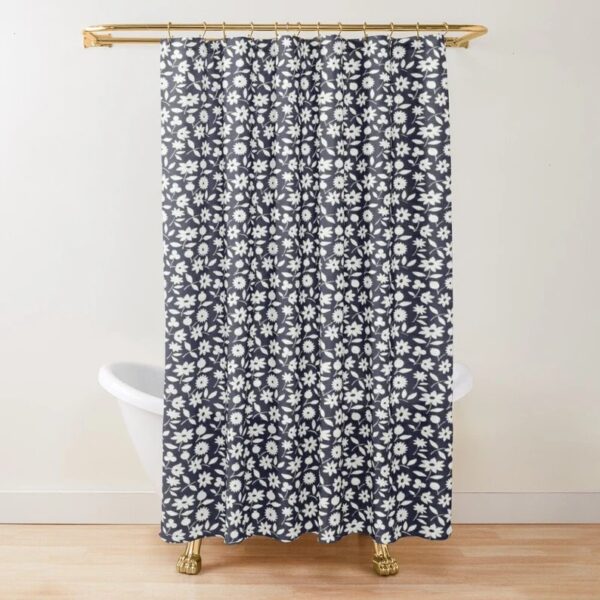 Floral Black And White Boho Shower Curtain For Eco-Friendly Waterproof Bathroom Decor