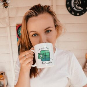 Funny Coworker Accountant Mug - Freak in The Sheets CPA Mug - Excel Spreadsheet Mug