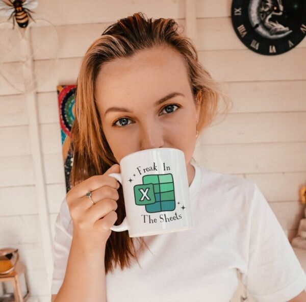 Funny Coworker Accountant Mug - Freak in The Sheets CPA Mug - Excel Spreadsheet Mug