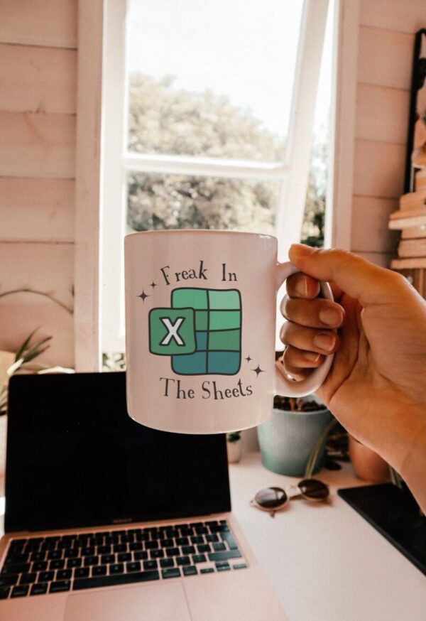 Funny Coworker Accountant Mug - Freak in The Sheets CPA Mug - Excel Spreadsheet Mug
