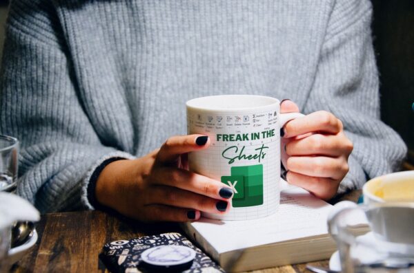 Funny Freak in the Sheets Excel Mug - White Ceramic Coffee Mug - Perfect Gift for Coworkers