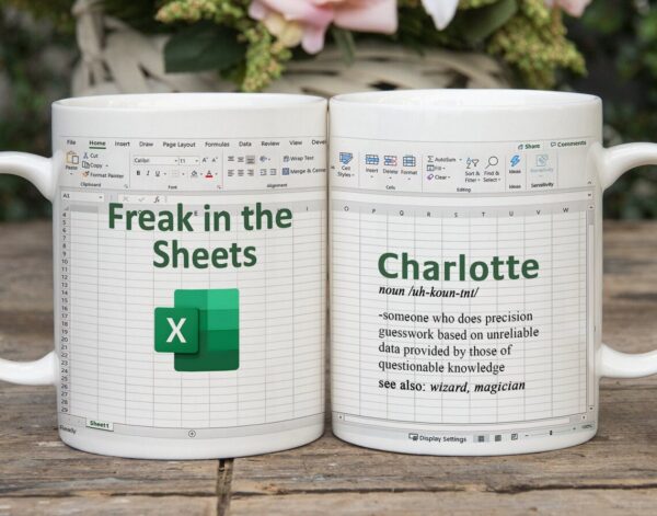 Funny Freak in the Sheets Mug - Excel Spreadsheet Mug - Perfect Gift for Spreadsheet Lovers and Accountants