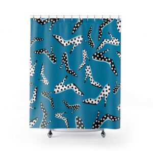 High Heel Shoes Shower Curtain, Housewarming Present New Home, Polka Dots Bathroom Accessories, Feminine Bathroom Decor