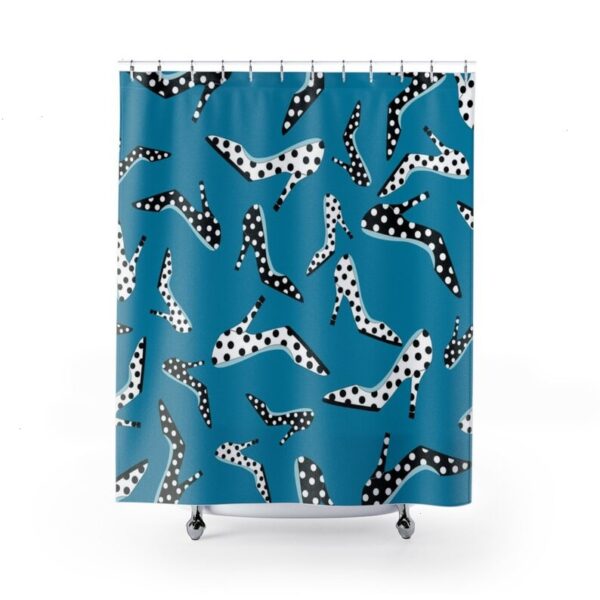 High Heel Shoes Shower Curtain, Housewarming Present New Home, Polka Dots Bathroom Accessories, Feminine Bathroom Decor