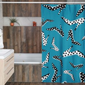 High Heel Shoes Shower Curtain, Housewarming Present New Home, Polka Dots Bathroom Accessories, Feminine Bathroom Decor