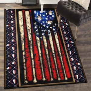 Home Run Kitchen Rugs, American Flag Baseball Rug