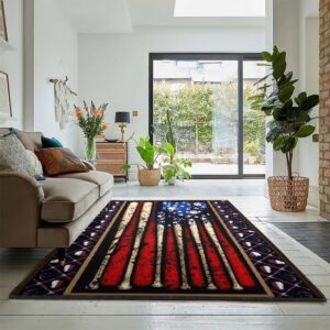 Home Run Kitchen Rugs, American Flag Baseball Rug