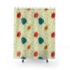 Mid Century Modern Atomic Shower Curtain With Starburst Of Colors, Retro Design