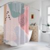 Mid Century Modern Shower Curtain, Boho Abstract Pattern Shower Curtain, Lake Designer Curtain, Bathroom Curtain