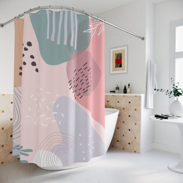 Mid Century Modern Shower Curtain, Boho Abstract Pattern Shower Curtain, Lake Designer Curtain, Bathroom Curtain