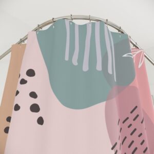 Mid Century Modern Shower Curtain, Boho Abstract Pattern Shower Curtain, Lake Designer Curtain, Bathroom Curtain