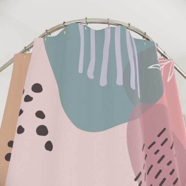 Mid Century Modern Shower Curtain, Boho Abstract Pattern Shower Curtain, Lake Designer Curtain, Bathroom Curtain