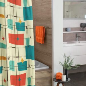 Mid Century Modern Shower Curtain, Mcm Bathroom Accessory, Retro Style