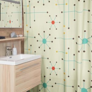 Mid Century Modern Shower Curtain, Mcm Bathroom Accessory, Retro Style Home Decor
