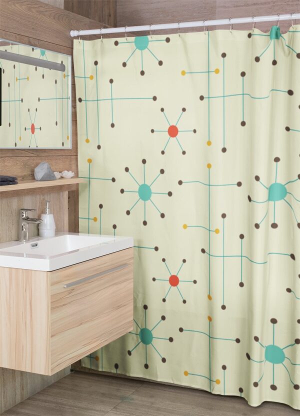 Mid Century Modern Shower Curtain, Mcm Bathroom Accessory, Retro Style Home Decor