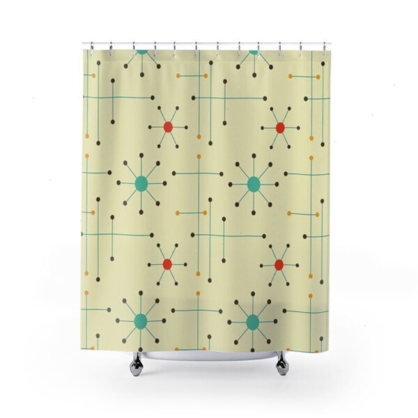 Mid Century Modern Shower Curtain, Mcm Bathroom Accessory, Retro Style Home Decor