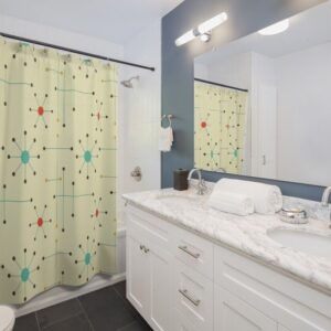 Mid Century Modern Shower Curtain, Mcm Bathroom Accessory, Retro Style Home Decor