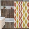 Mid Century Modern Shower Curtain With Atomic Diamonds Design, Mcm Bathroom Accessory