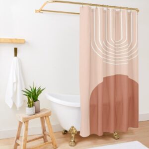 Minimalist Shower Curtain, Abstract Art Curtain, Earth Colors Trendy Shower Curtain