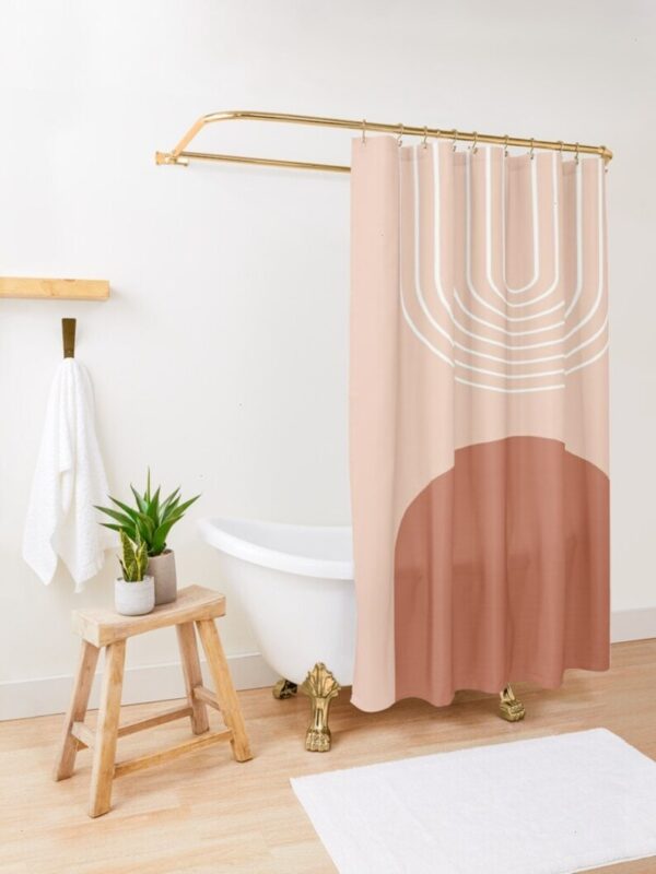 Minimalist Shower Curtain, Abstract Art Curtain, Earth Colors Trendy Shower Curtain