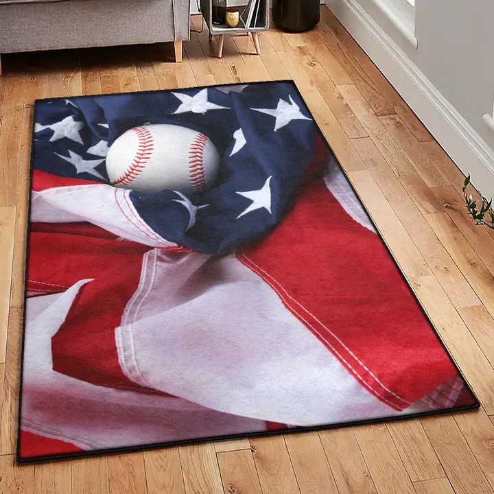 Patriotic Kitchen Rugs, Baseball American Rug