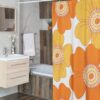 Personalized Retro Flower Shower Curtain For Groovy 60's 70's Hippie Bathroom Decor