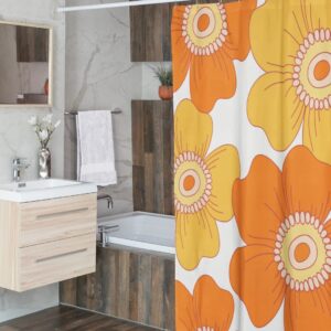 Personalized Retro Flower Shower Curtain For Groovy 60's 70's Hippie Bathroom Decor