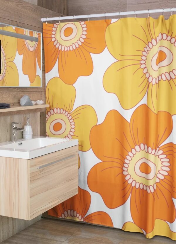 Personalized Retro Flower Shower Curtain For Groovy 60's 70's Hippie Bathroom Decor