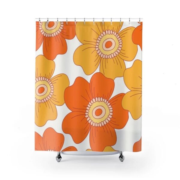 Personalized Retro Flower Shower Curtain For Groovy 60's 70's Hippie Bathroom Decor