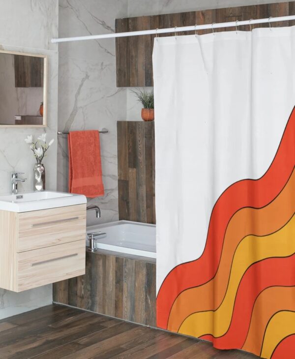 Personalized Retro Shower Curtain For Groovy 60's 70's Hippie Bathroom Decor