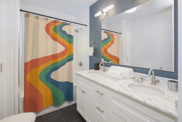Personalized Retro Shower Curtain For Groovy 60's 70's Hippie Home Decor