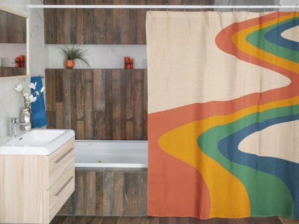Personalized Retro Shower Curtain For Groovy 60's 70's Hippie Home Decor