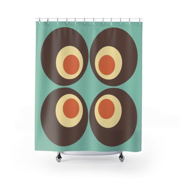 Retro 70's Shower Curtain, Groovy 60's 70's Geometric Hippie Shower Accessory