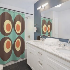Retro 70's Shower Curtain, Groovy 60's 70's Geometric Hippie Shower Accessory