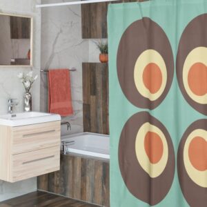 Retro 70's Shower Curtain, Groovy 60's 70's Geometric Hippie Shower Accessory
